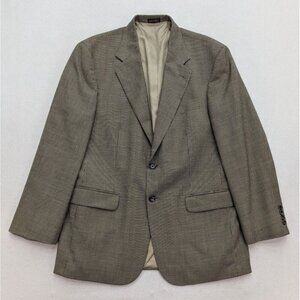 Stafford Men's Blazer Jacket Sport Coat Size 42R Beige Black Houndstooth Plaid